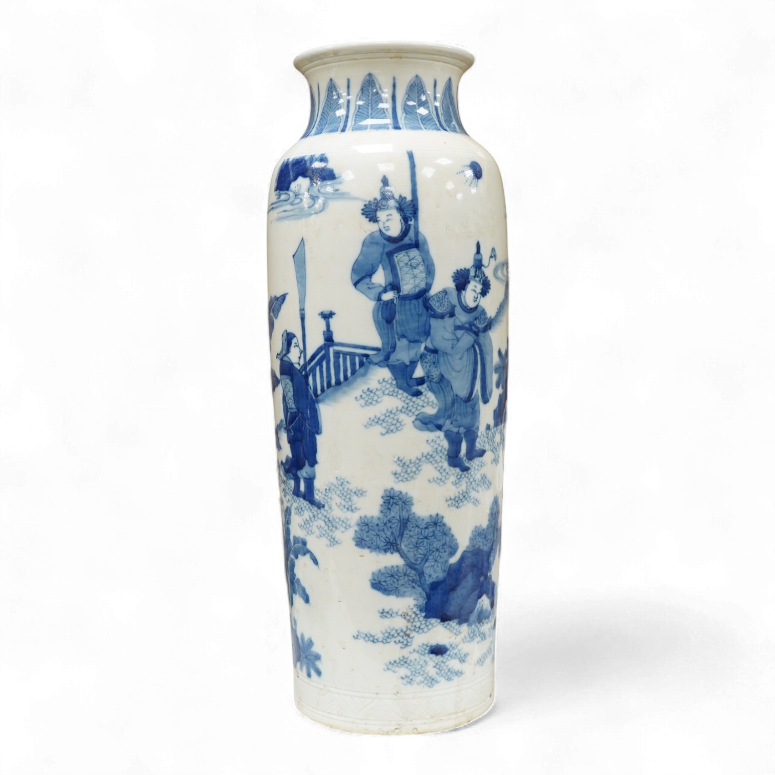 Large Chinese blue and white figural vase - 39.5cm high